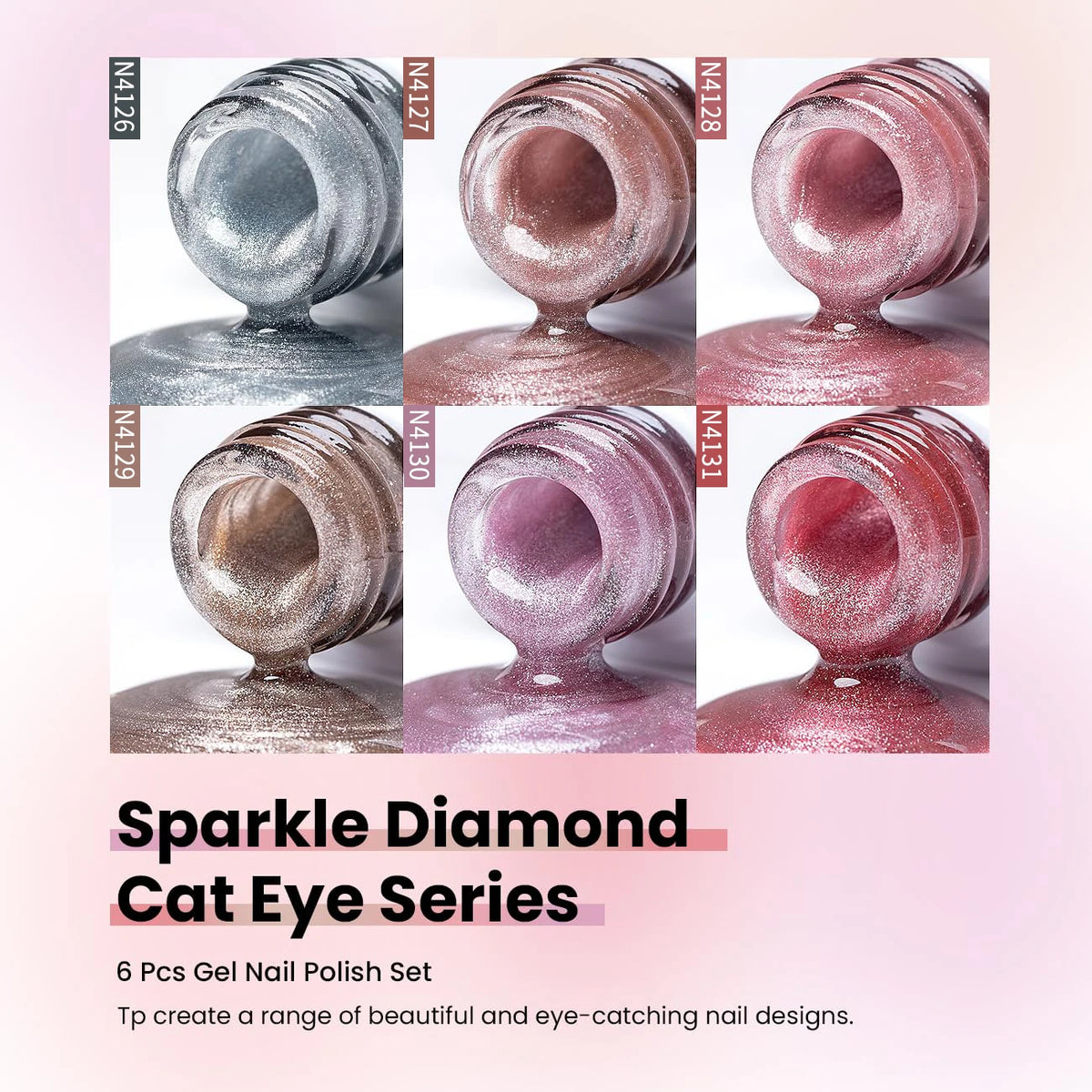 6pcs 7,5ml Nouveau Gel à Ongles Magnétique Œil de Chat Réfléchissant Populaire Nail Art Semi-Permanent à Enlever LED Salon de Ongles DIY Gel pour Salon de Ongles