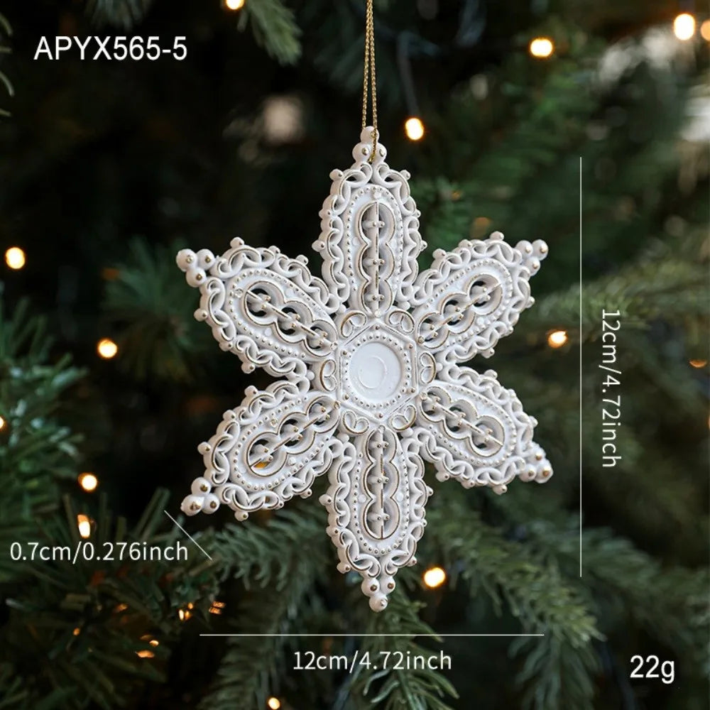 Décoration de fête, décoration de Noël en plastique blanc, flocon de neige, boule de Noël avec élan, décoration pour sapin de Noël, célébration de Noël