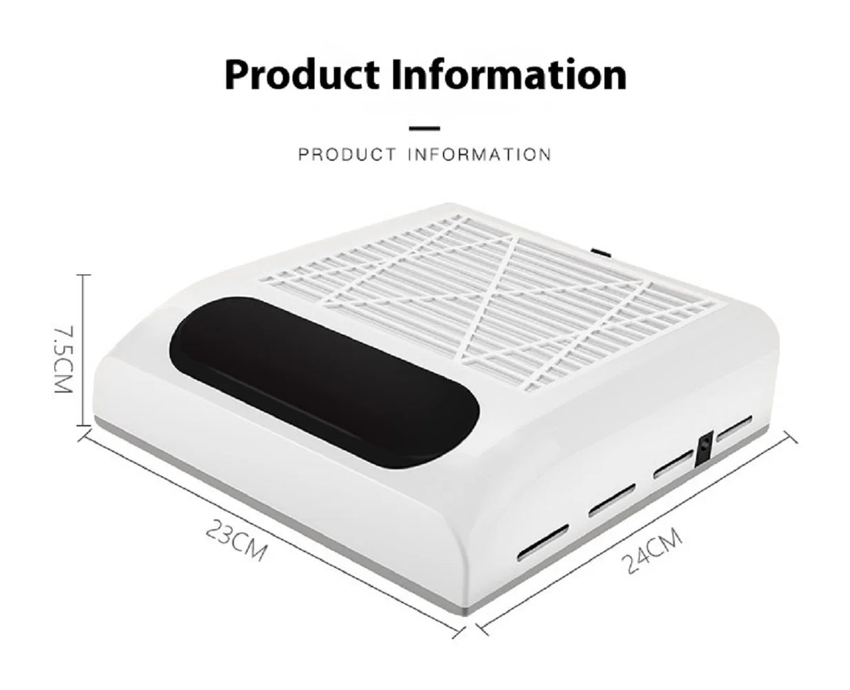 Nail Dust Collector with Detachable Filter, Powerful Vacuum Dust Extractor Fan for Acrylic Nail Salon Equipment