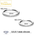 G23 Titanium Daith Helix Piercing Earrings Nasal Septum Clicker Hoop Zircon Nose Rings Cartilage Tragus Percing Body Jewelry 16G