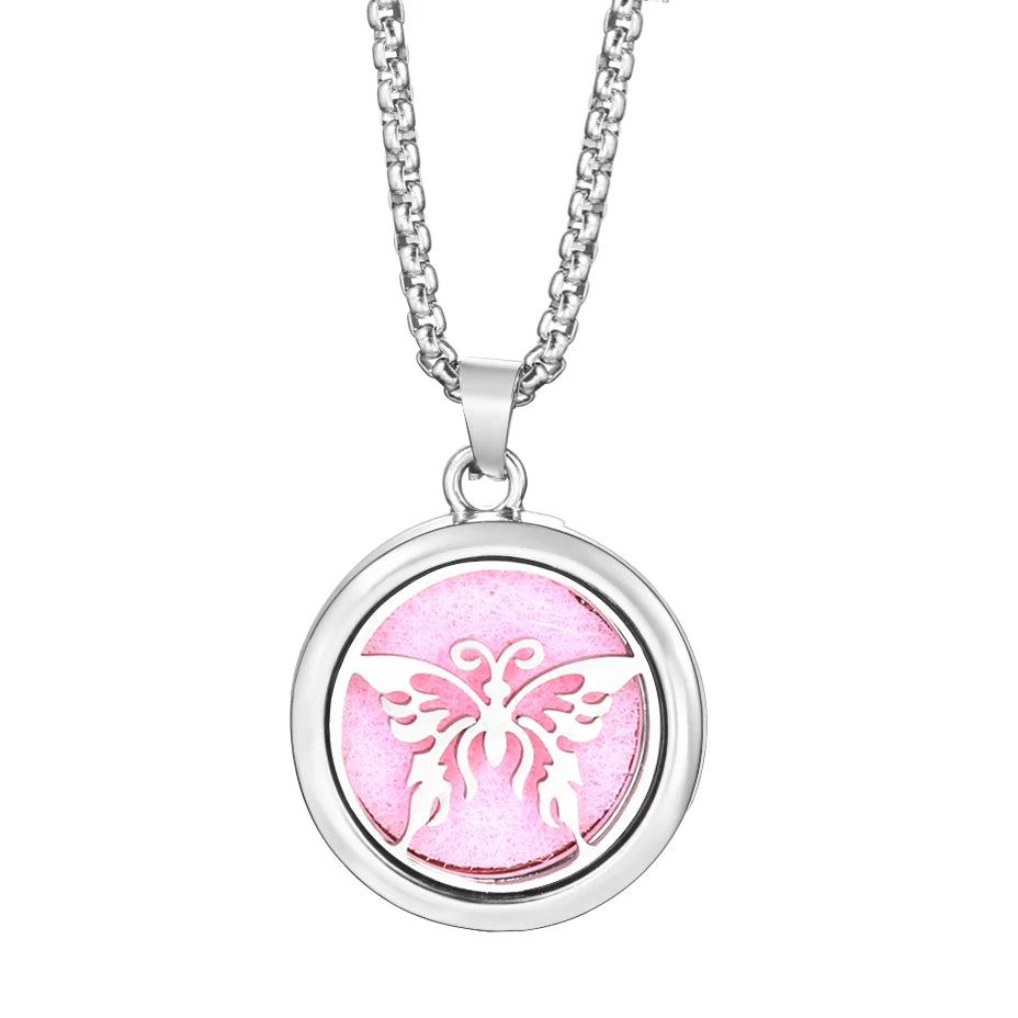 Trendy 20mm Tree of Life Stainless Steel Aromatherapy Lockets Insert Pad Perfume Pendant Necklace Essential Oil Diffuser Jewelry