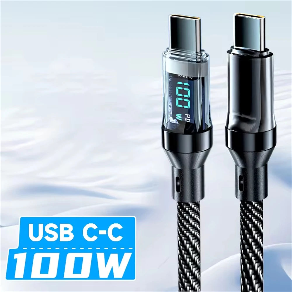 Câble de charge super rapide 120W avec affichage numérique en temps réel, câble de données USB-A vers Type-C universel pour téléphones iPhone et Android