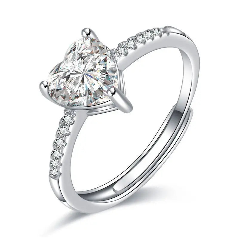 925 Sterling Silver Classic Ring for Women Heart jewelry simple diamond ring imitation diamond women's ring R235