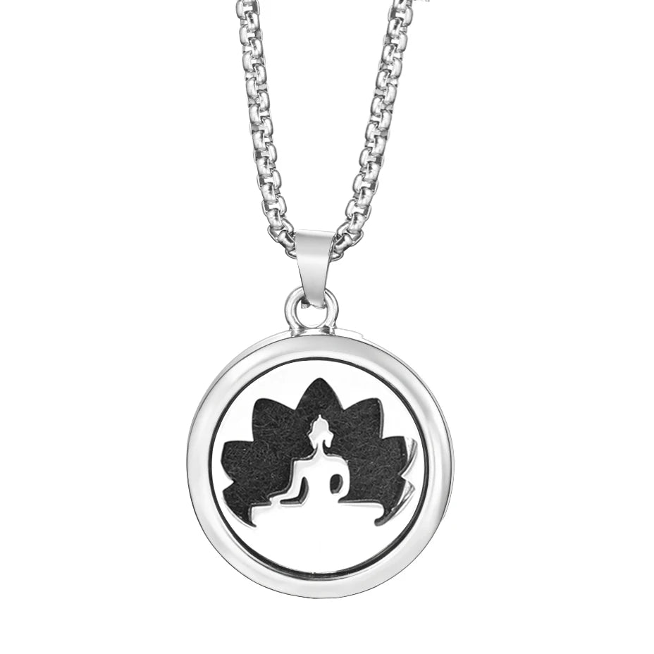 Trendy 20mm Tree of Life Stainless Steel Aromatherapy Lockets Insert Pad Perfume Pendant Necklace Essential Oil Diffuser Jewelry
