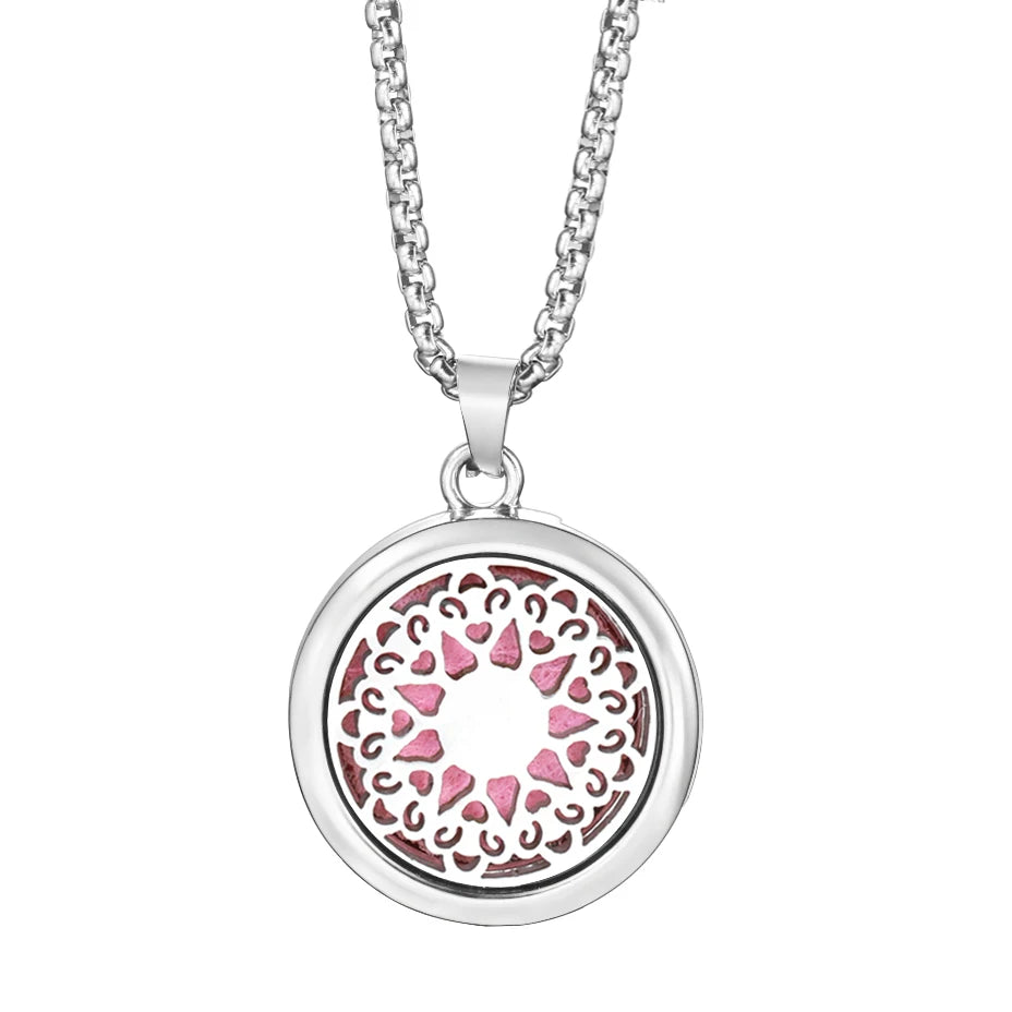 Trendy 20mm Tree of Life Stainless Steel Aromatherapy Lockets Insert Pad Perfume Pendant Necklace Essential Oil Diffuser Jewelry