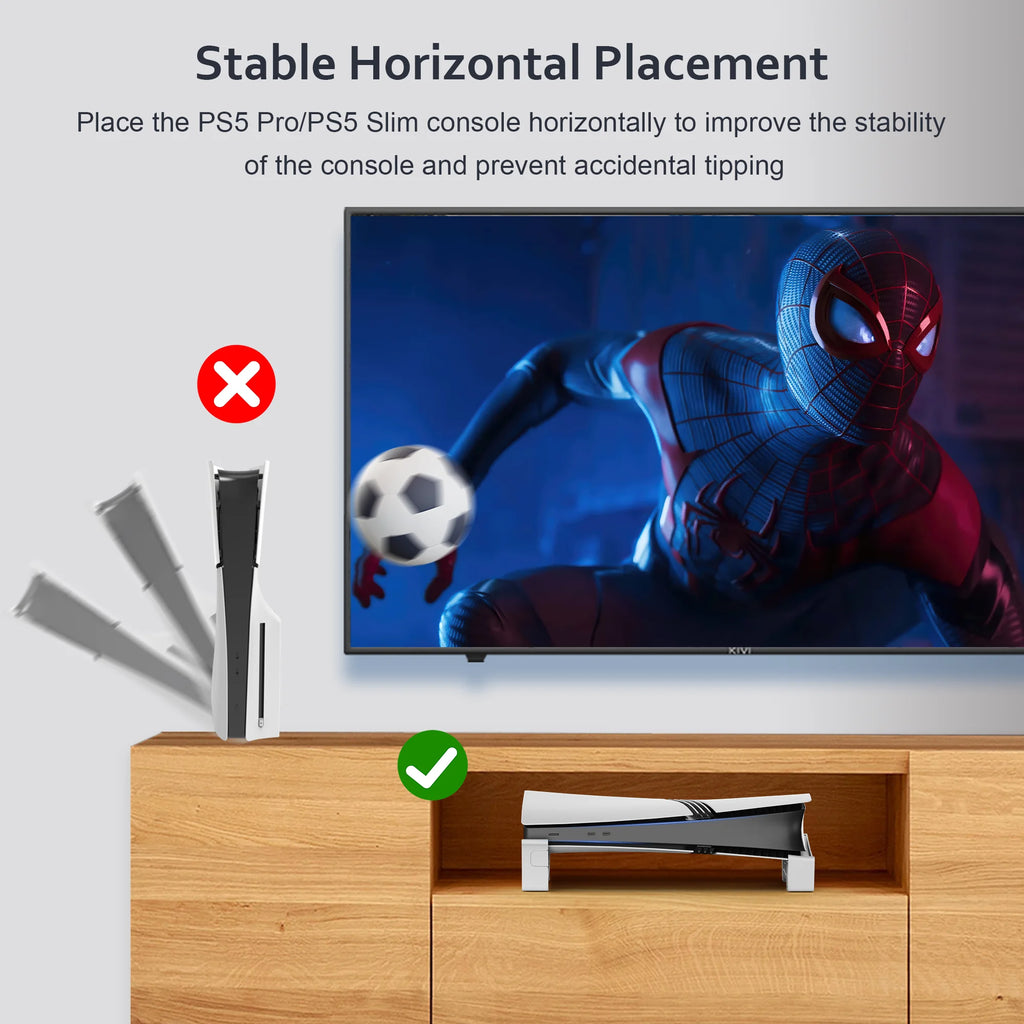 Horizontal Stand Compatible with PS5 Pro/PS5 Slim Console, Base Stand Accessories for PS 5 Slim/Pro Disc & Digital Edition