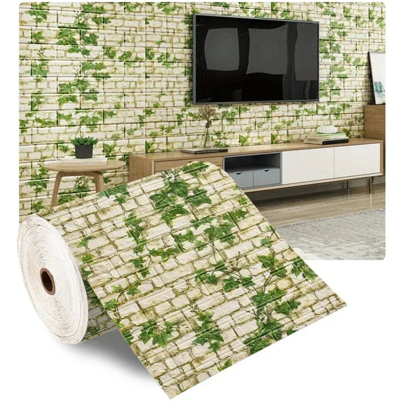 Rouleau de papier peint adhésif 3D en mousse douce, motif briques, 70 cm x 2 m, pour salon, maison, cuisine et salle de bains, décoration murale à monter soi-même
