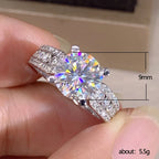 Huitan Modern Women's Wedding Rings Brilliant Crystal Cubic Zirconia High-quality Silver Color Female Ring Engagement Jewelry