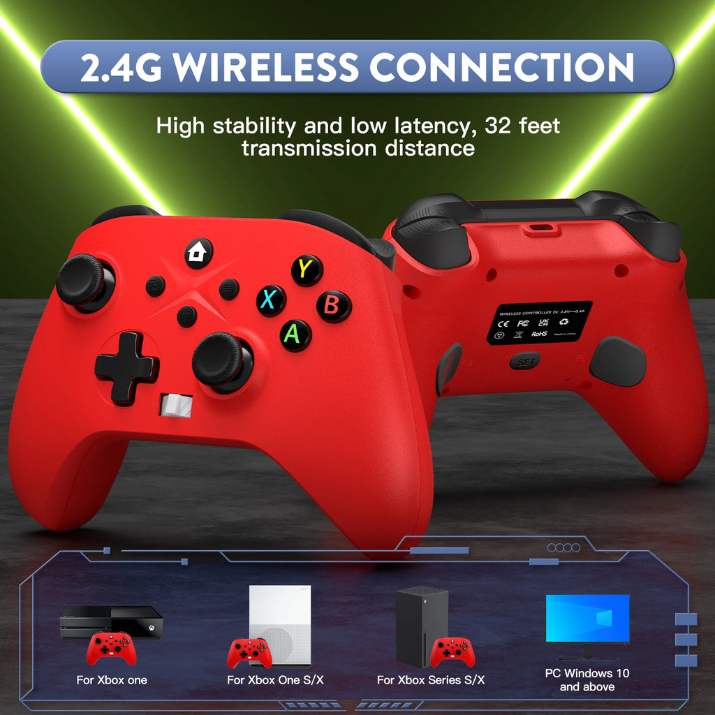 Gaming Gamepad Wireless For Xbox Controller, Xbox One Series S/X Console/PC Joystick Triggers Keys 6 Axis Gyro Turbo Function