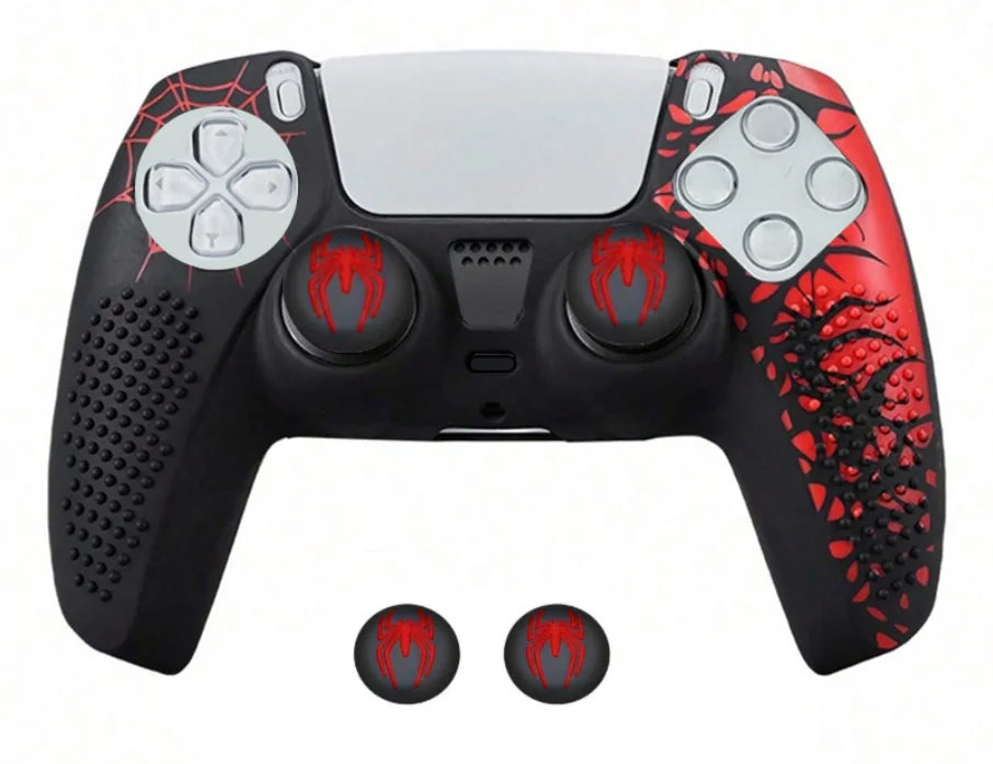 Coque de protection antidérapante en silicone pour manette PS5 avec grips en caoutchouc pour joysticks et autocollant pour pavé tactile pour PS5