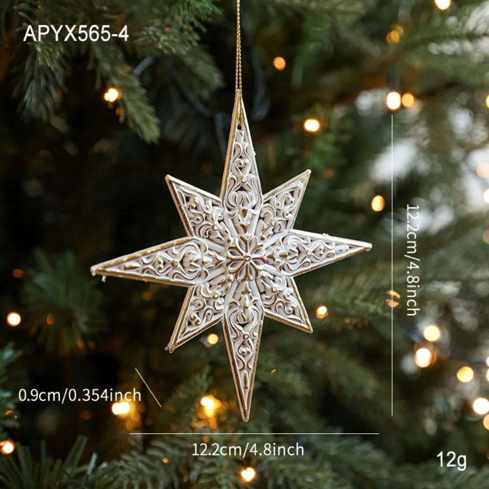 Décoration de fête, décoration de Noël en plastique blanc, flocon de neige, boule de Noël avec élan, décoration pour sapin de Noël, célébration de Noël