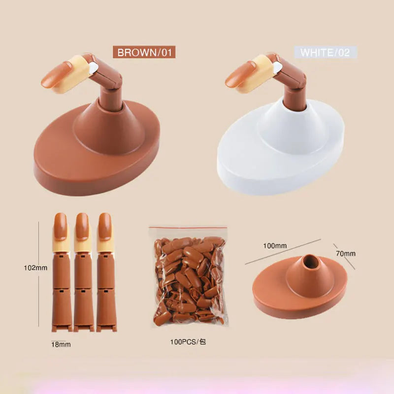 Nail Training Hand Nail Practice Model With Base Showing Shelf Manicurist Beginner Manipulator Activity Finger Nail Piece Set