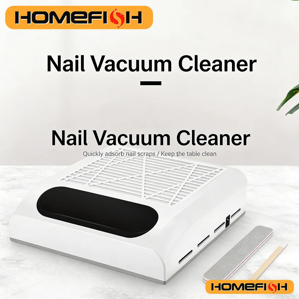 Nail Dust Collector with Detachable Filter, Powerful Vacuum Dust Extractor Fan for Acrylic Nail Salon Equipment