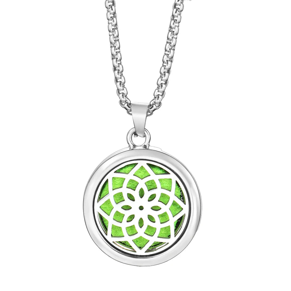 Trendy 20mm Tree of Life Stainless Steel Aromatherapy Lockets Insert Pad Perfume Pendant Necklace Essential Oil Diffuser Jewelry