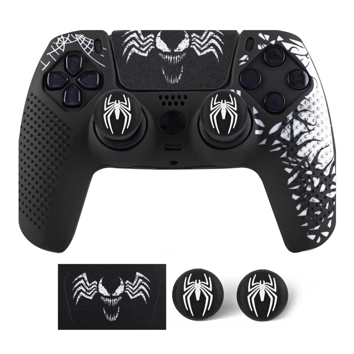 Coque de protection antidérapante en silicone pour manette PS5 avec grips en caoutchouc pour joysticks et autocollant pour pavé tactile pour PS5