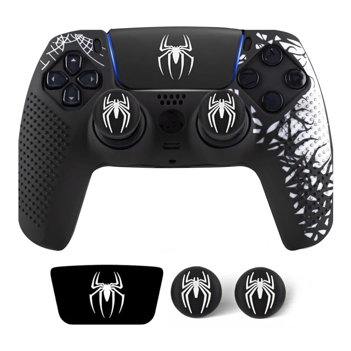 Coque de protection antidérapante en silicone pour manette PS5 avec grips en caoutchouc pour joysticks et autocollant pour pavé tactile pour PS5