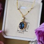Collier avec pendentif ovale en pierre bleue en argent sterling 925, magnifique accessoire de mariage et de mariée, cadeau de bijoux fantaisie pour femme
