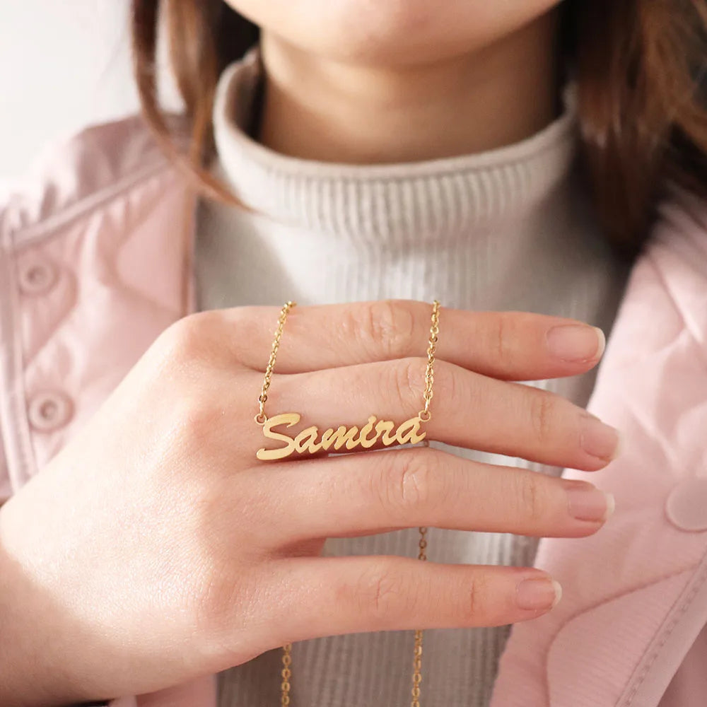 Custom Name Necklace Personalized Silver Color Choker Stainless Steel Necklace For Women Man Customized Jewelry Weddings Gifts