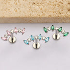 ASTM F136 Titanium Straight CZ Climber Cartilage Helix Percing Earring Curved Marquise Tragus Labret Stud Flat Back Body Jewelry
