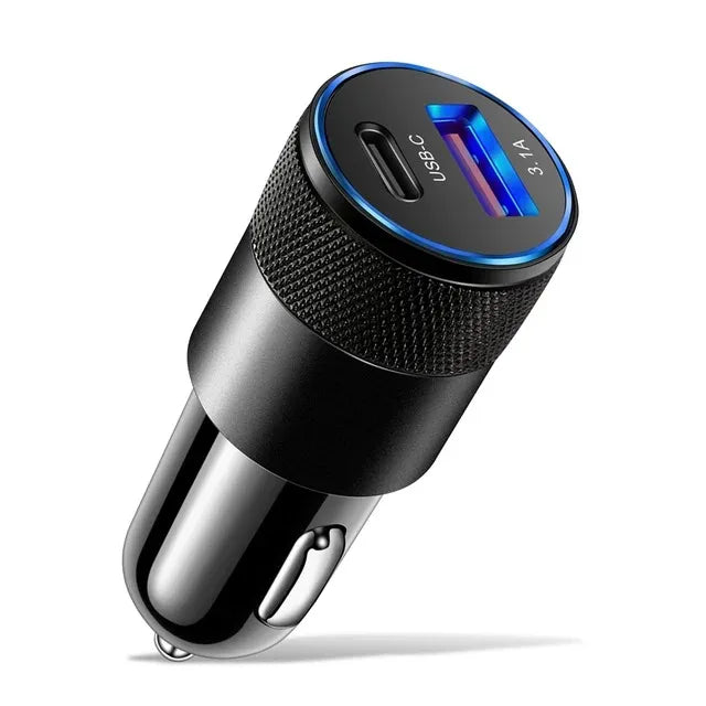 Chargeur USB de voiture 66 W Type C Adaptateur de charge rapide pour téléphone pour Xiaomi Huawei Chargeur de téléphone PD Adaptateur de voiture Prise allume-cigare