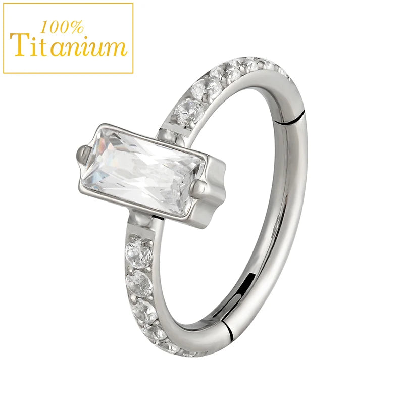 Piercing clicker en titane G23 pour daith, hélix, septum nasal, avec zircon, anneau pour le nez, le cartilage ou le tragus, bijou de corps 16G