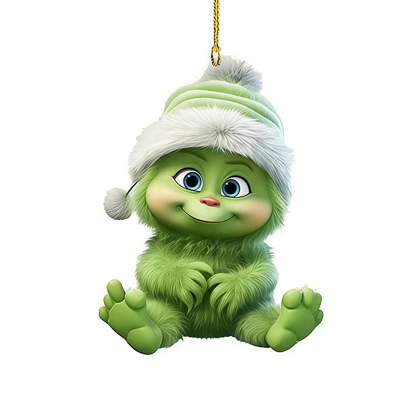 Creative Grinch Christmas Tree Decoration Green Hanging Ornament Cartoon Pendants Craft Holiday Thanksgiving Home Party Birthday