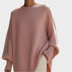 New women's autumn and winter round neck long-sleeved tops knitted pullover loose lazy style solid color women's casual sweater