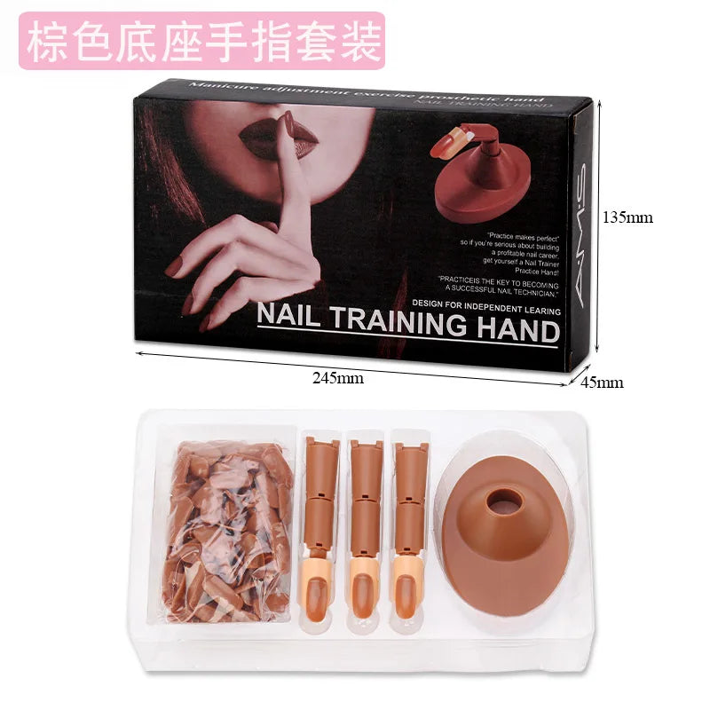 Nail Training Hand Nail Practice Model With Base Showing Shelf Manicurist Beginner Manipulator Activity Finger Nail Piece Set