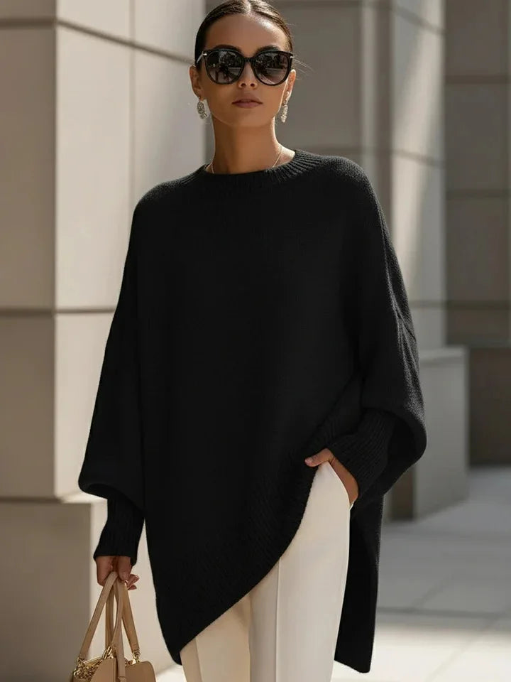 New women's autumn and winter round neck long-sleeved tops knitted pullover loose lazy style solid color women's casual sweater