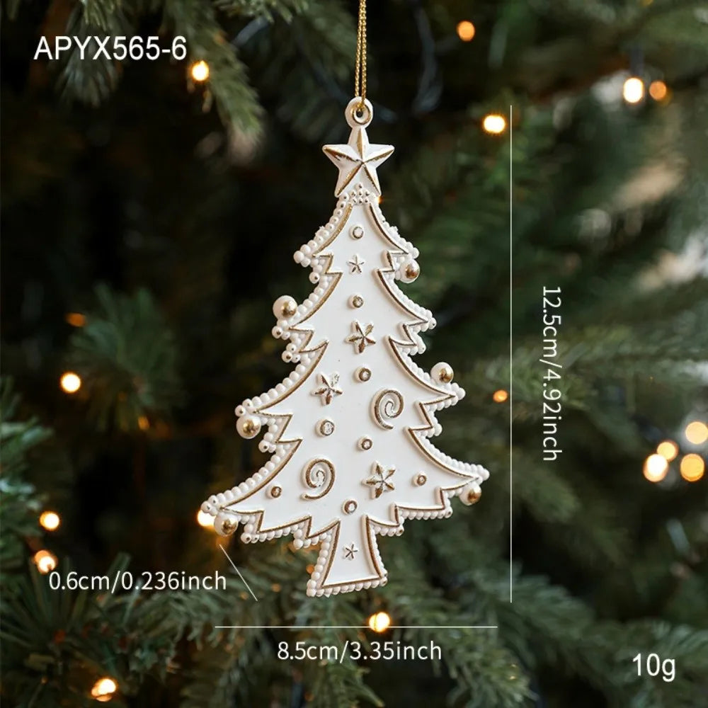 Décoration de fête, décoration de Noël en plastique blanc, flocon de neige, boule de Noël avec élan, décoration pour sapin de Noël, célébration de Noël