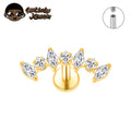 ASTM F136 Titanium Straight CZ Climber Cartilage Helix Percing Earring Curved Marquise Tragus Labret Stud Flat Back Body Jewelry
