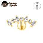 ASTM F136 Titanium Straight CZ Climber Cartilage Helix Percing Earring Curved Marquise Tragus Labret Stud Flat Back Body Jewelry