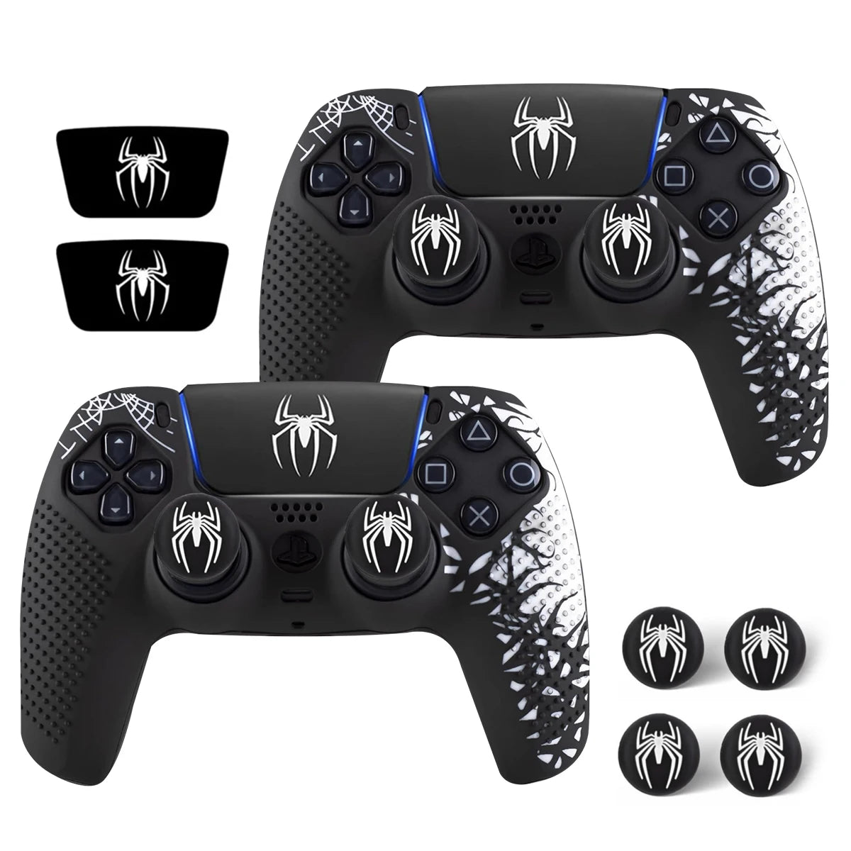 Coque de protection antidérapante en silicone pour manette PS5 avec grips en caoutchouc pour joysticks et autocollant pour pavé tactile pour PS5