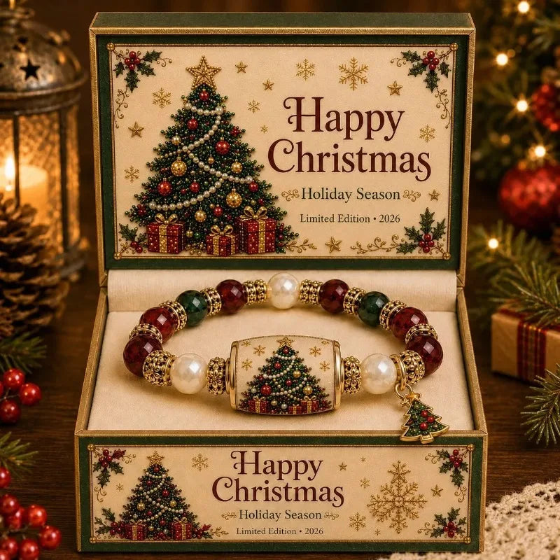 Bracelet de Noël élastique en perles avec breloques sapin de Noël, élan et chaussette, cadeau de Noël et du Nouvel An, dropshipping