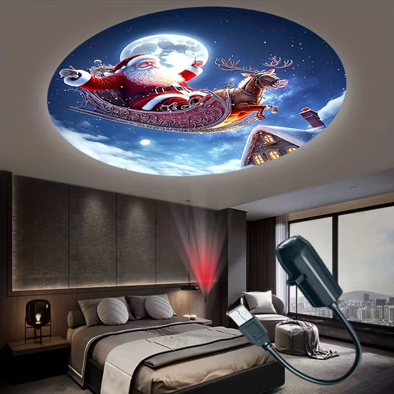 Projecteur LED de Noël 3/6/24 pièces Motifs de projection- Veilleuse réglable Père Noël Sapin de Noël Décoration de Noël