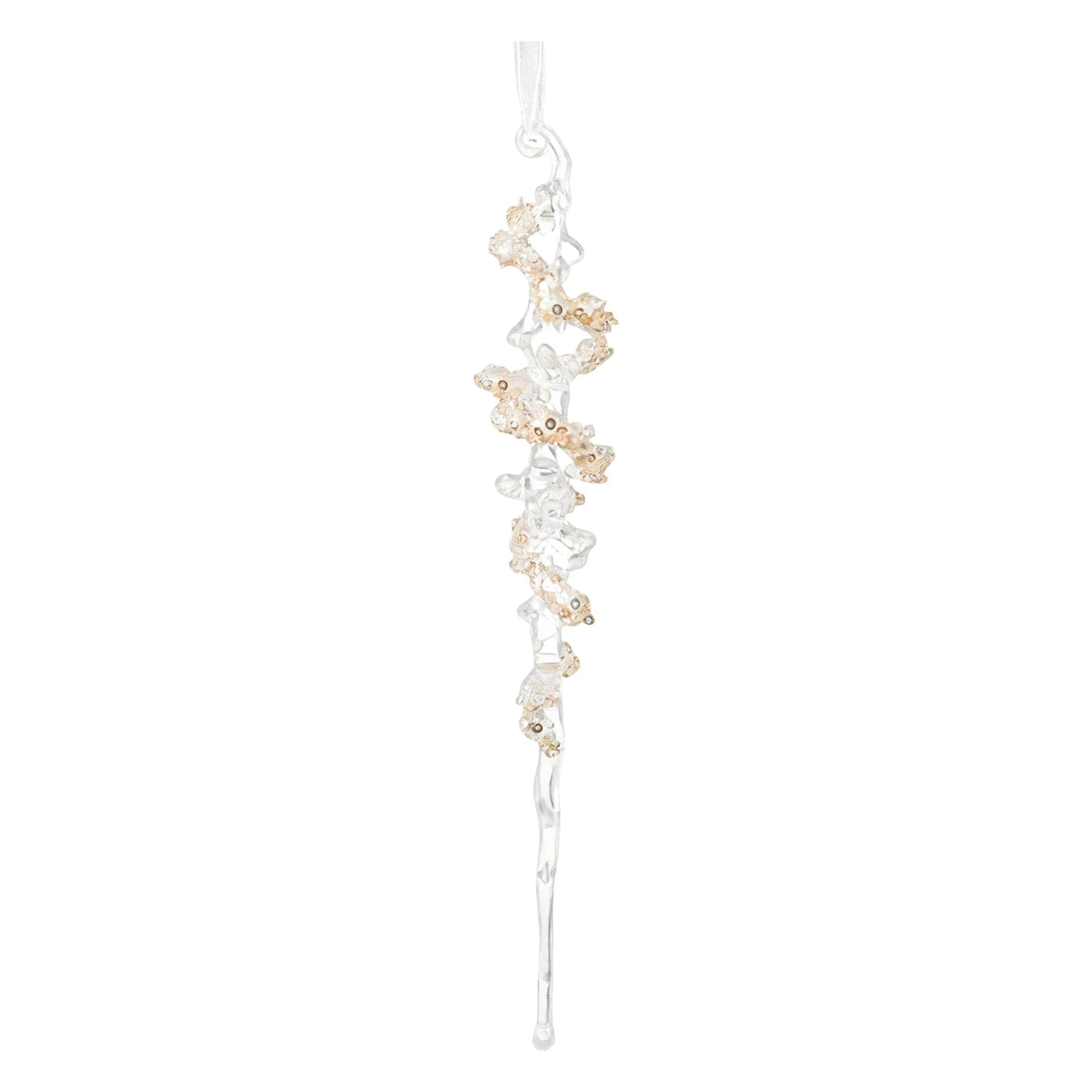 Décoration de sapin de Noël, ornements en cristal suspendus en forme de flocon de neige et de stalactite, cristal transparent, décoration de fête de Noël