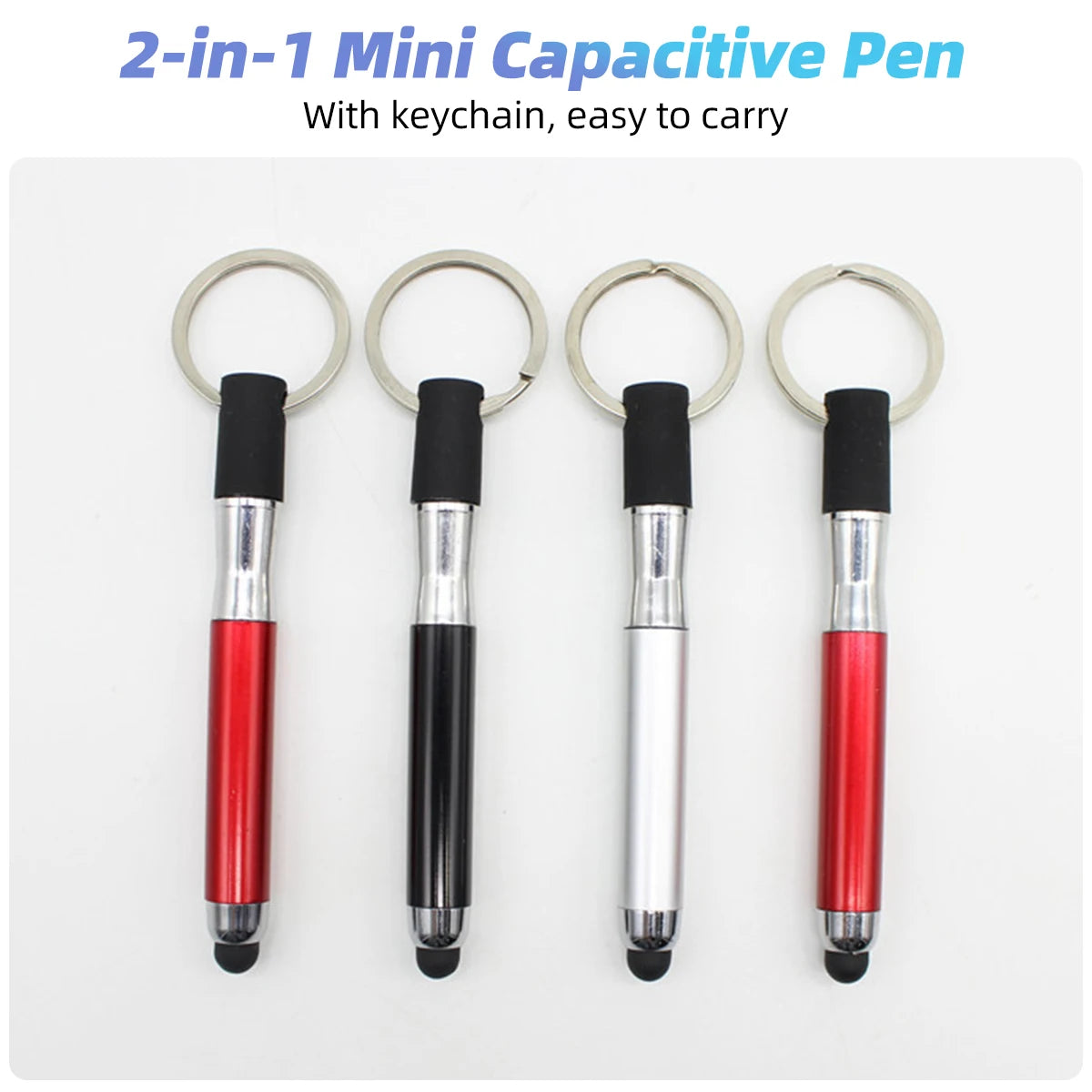 Mini 2 In 1 Touch Screen Stylus Ballpoint Pen Stylus Capacitive Pen Painting Pencil With Keychain For Iphone Huawei Android Phon