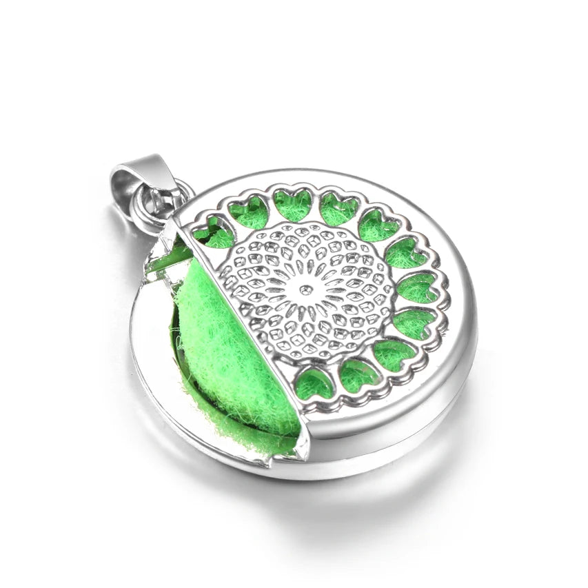 Trendy 20mm Tree of Life Stainless Steel Aromatherapy Lockets Insert Pad Perfume Pendant Necklace Essential Oil Diffuser Jewelry
