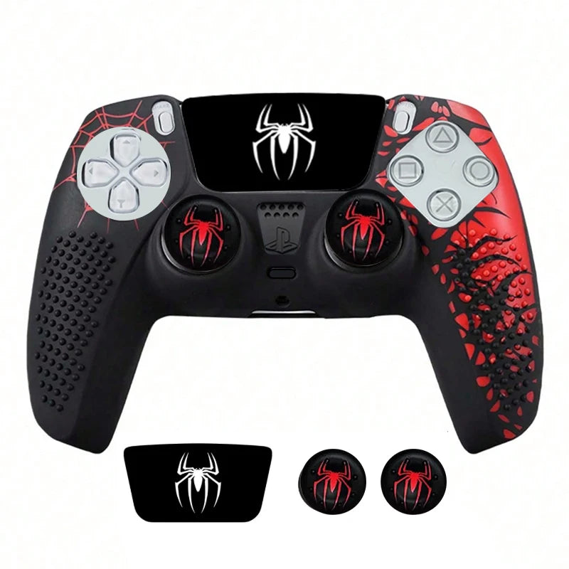 Coque de protection antidérapante en silicone pour manette PS5 avec grips en caoutchouc pour joysticks et autocollant pour pavé tactile pour PS5