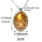 Collier élégant avec pendentif ovale en verre et alliage, cadeau de Pâques ou de Noël