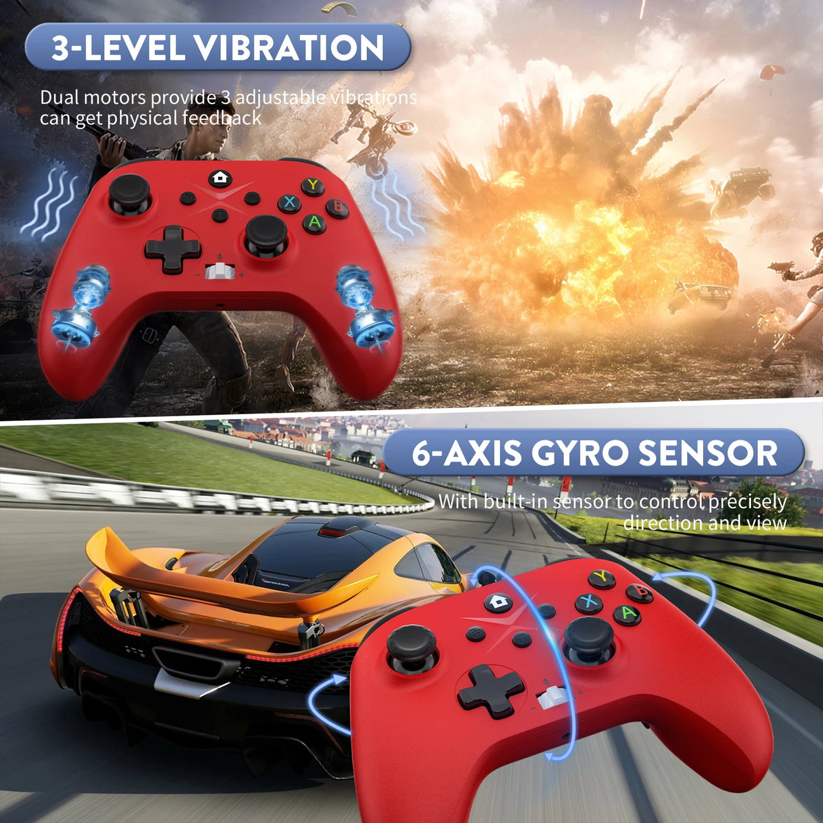 Gaming Gamepad Wireless For Xbox Controller, Xbox One Series S/X Console/PC Joystick Triggers Keys 6 Axis Gyro Turbo Function