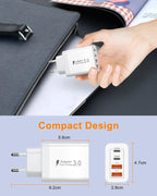 EU/UK/US/AU Wall Plug Multi-Port USB-C/USB-A Mobile Phone Charger, 40W Dual PD Fast Charging Block Adapter for iPhone, Xiaomi