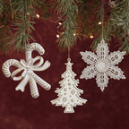 Festive Decor Plastic White Christmas Ornament Snowflake Elk Xmas Baubles Key Christmas Tree Ornament Christmas Celebration