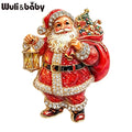 Wuli&baby Blue-and-white Porcelain Design Christmas Brooches For Women Tree Cats Santa Claus Nutcracker New Year Brooch Pins