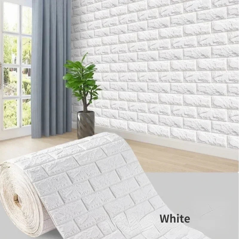 Rouleau de papier peint adhésif 3D en mousse douce, motif briques, 70 cm x 2 m, pour salon, maison, cuisine et salle de bains, décoration murale à monter soi-même