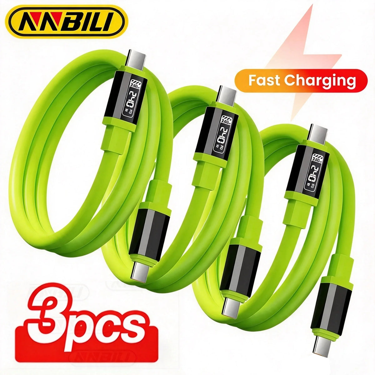 NNBILI 1/3Pcs USB C to Type C Cable Fast Charging Phone Charger Data Cord For iPhone 18 17 16 Huawei Type C Quick Charge Wire