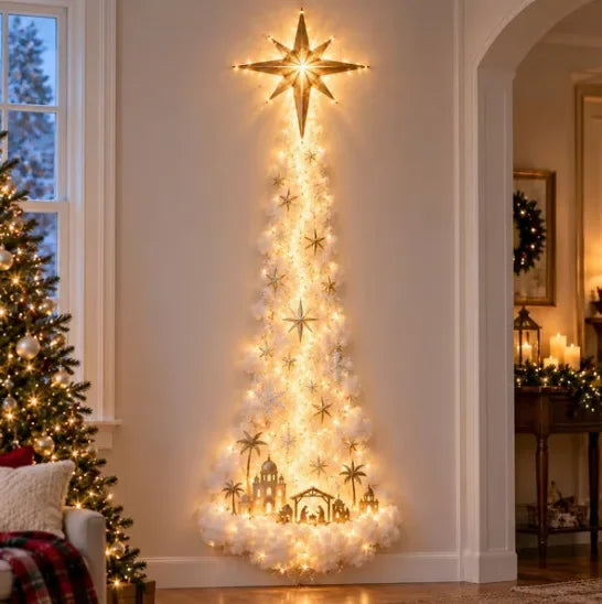 Applique murale LED « Chemin de la magie de Noël » avec scène de Noël lumineuse, décoration murale avec Père Noël, traîneau et rennes à suspendre pour fête