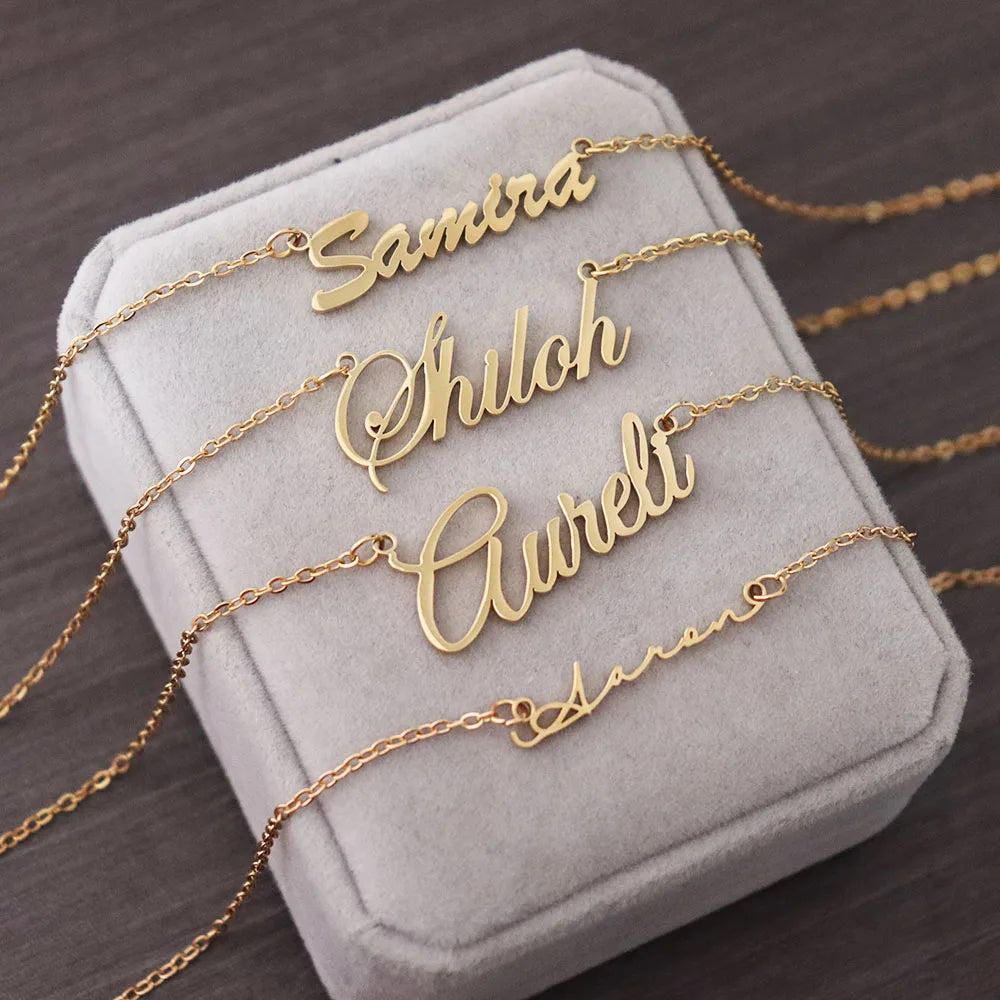 Custom Name Necklace Personalized Silver Color Choker Stainless Steel Necklace For Women Man Customized Jewelry Weddings Gifts