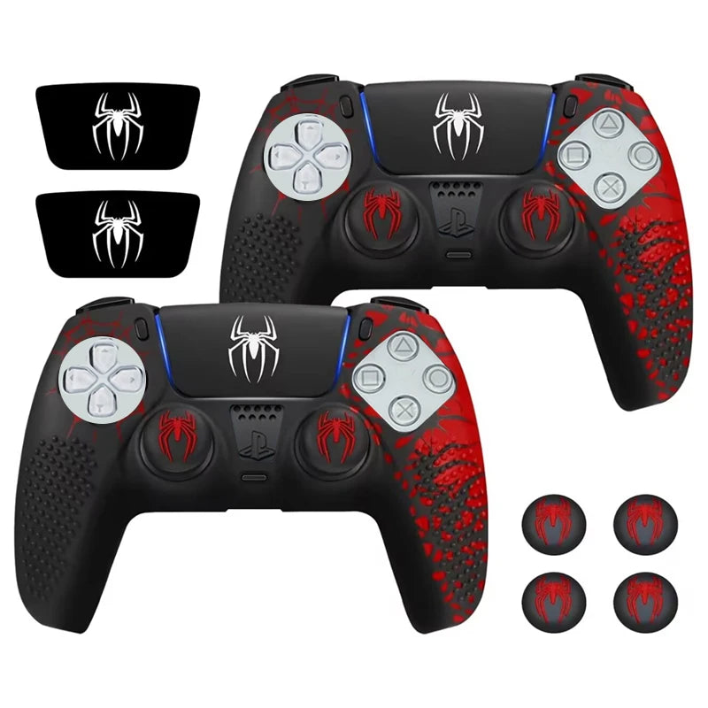 Coque de protection antidérapante en silicone pour manette PS5 avec grips en caoutchouc pour joysticks et autocollant pour pavé tactile pour PS5