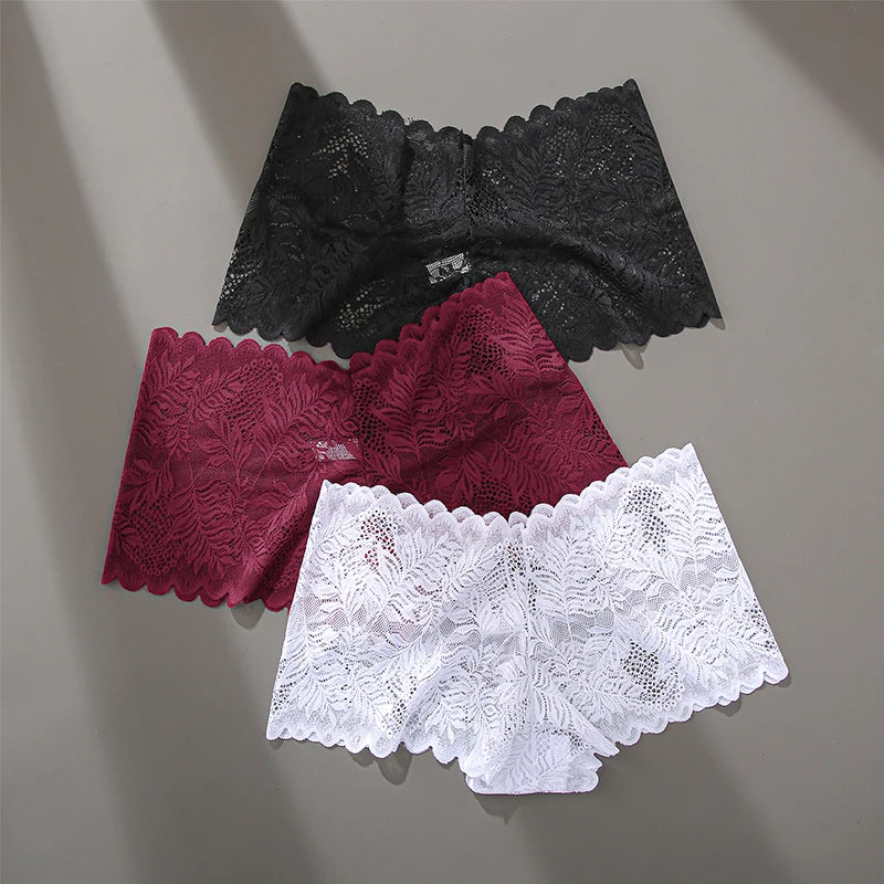 3Pcs Women Panties Sexy Lace Female Underpants Plus Size Underwear Large Size Lightweight Seamless Low Waist Briefs Breathable